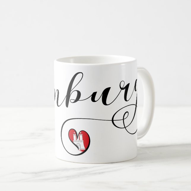 Hamburg Heart Tasse, Deutschland Kaffeetasse (VorderseiteRechts)