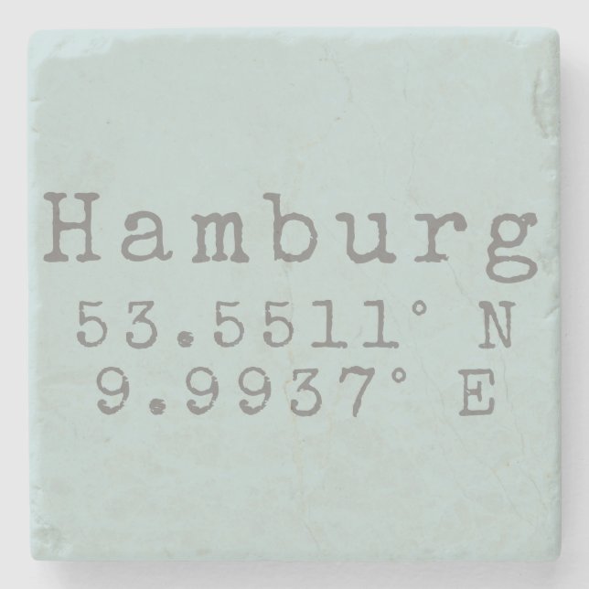 Hamburg Latitude Longitude Steinuntersetzer (Vorderseite)
