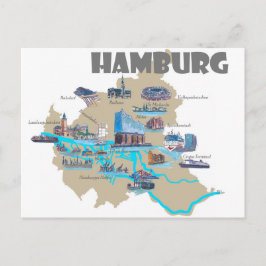 Hamburg Map Übersicht Postkarte