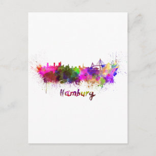 Hamburg skyline im Watercolor Postkarte