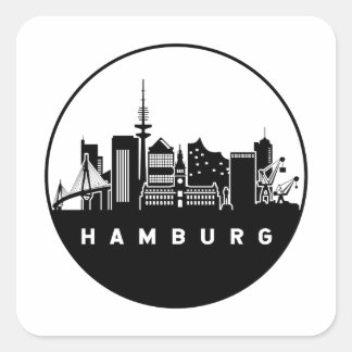 Hamburg Skyline Quadratischer Aufkleber
