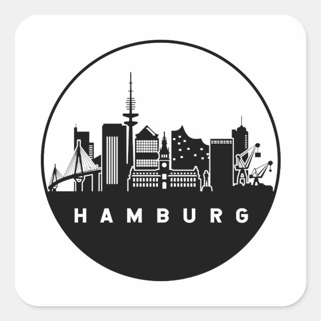 Hamburg Skyline Quadratischer Aufkleber (Vorderseite)