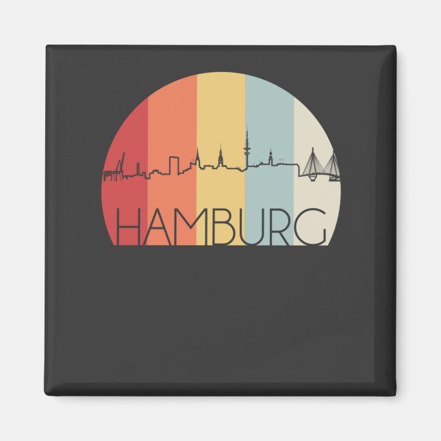 Hamburg Skyline Retro Magnet (Vorne)