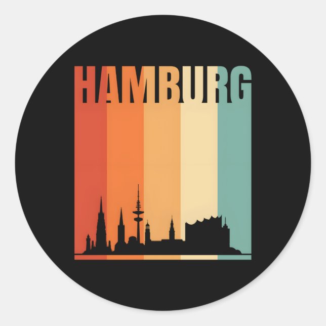Hamburg Skyline Runder Aufkleber (Vorderseite)