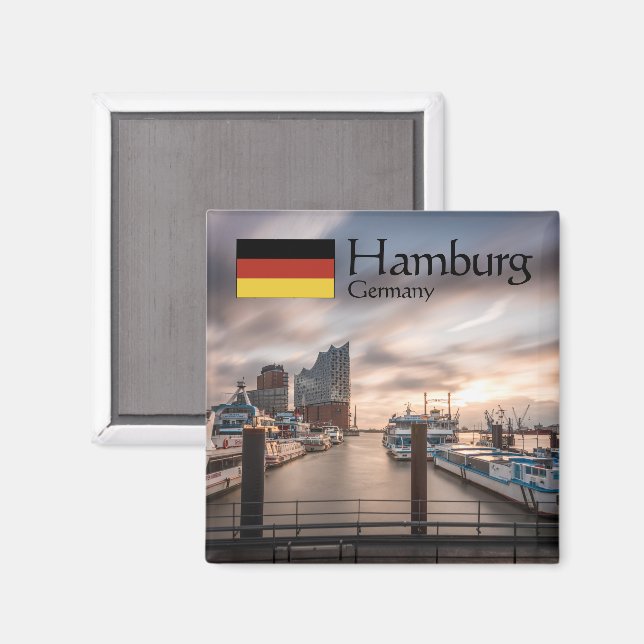 Hamburg Souvenir Magnet (Vorderseite/Rückseite)
