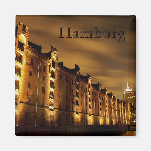 Hamburg - Speicherstadt bei Nacht - Magnet (Vorne)