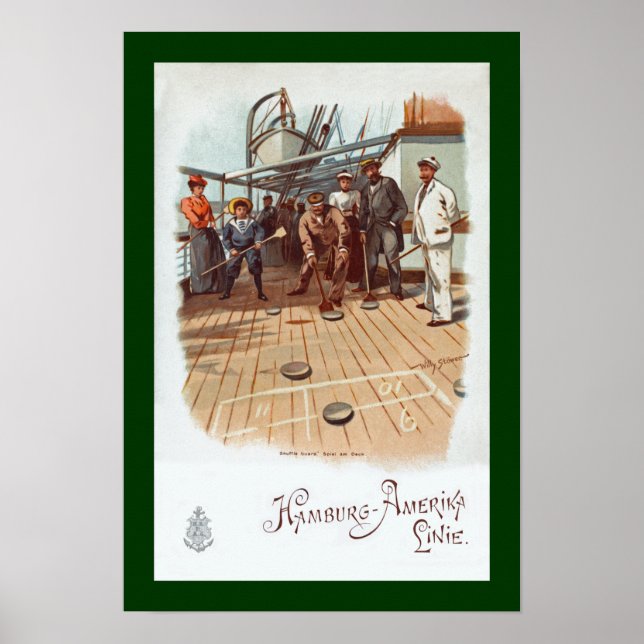 Hamburg ~ SS Graf Waldersee ~Shuffleboard Poster (Vorne)