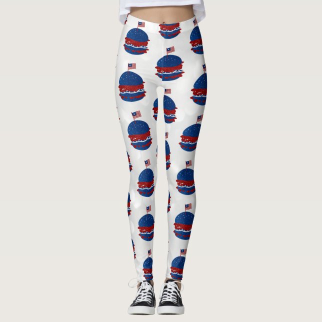 Hamburger 4. Juli Glitzer Leggings (Vorderseite)