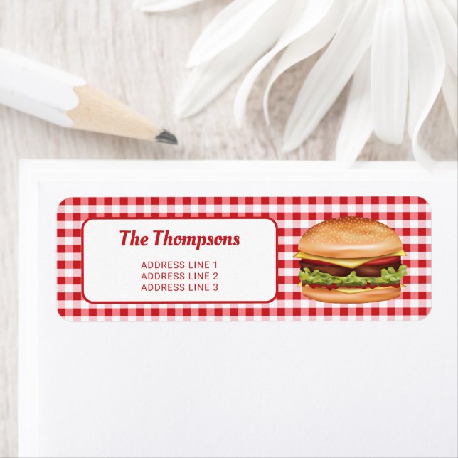 Hamburger auf Red Gingham mit benutzerdefiniertem  (Insitu)