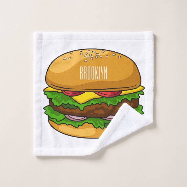 Hamburger Cartoon Badhandtuch Set (Waschlappen)