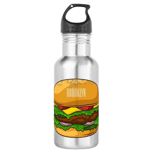 Hamburger Cartoon Edelstahlflasche (Vorderseite)