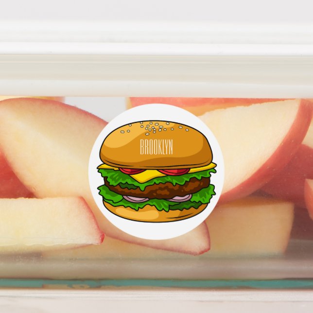 Hamburger Cartoon Etiketten (Befestigt)