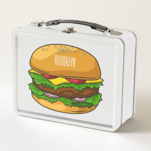 Hamburger-Cartoon-Illustration  Metall Brotdose