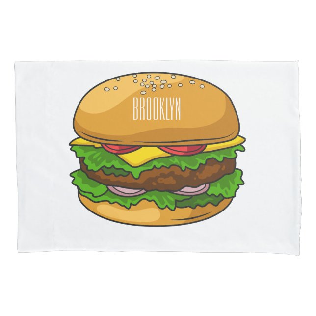 Hamburger Cartoon Kissenbezug (Vorderseite)