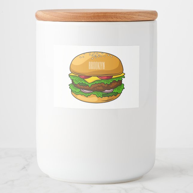 Hamburger Cartoon Lebensmitteletikett (Vorderseite)