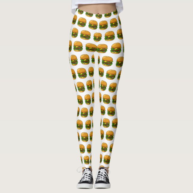 Hamburger Cartoon Leggings (Vorderseite)