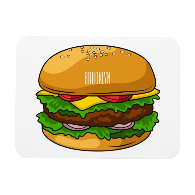 Hamburger Cartoon Magnet (Horizontal)