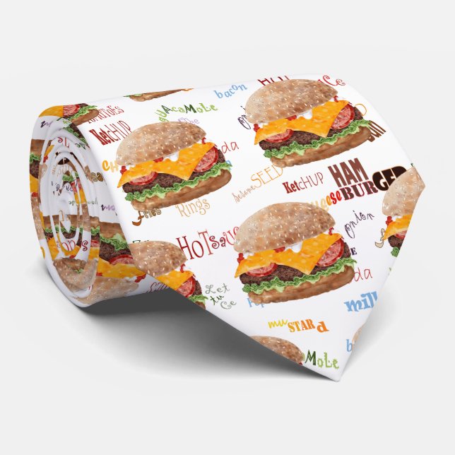 Hamburger Cheese Fast Food GRILLEN Diner Krawatte (Gerollt)
