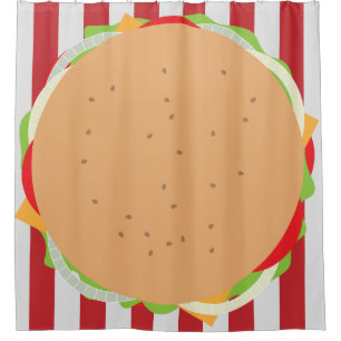 Hamburger Cheeseburger niedliches Café gestreift Duschvorhang