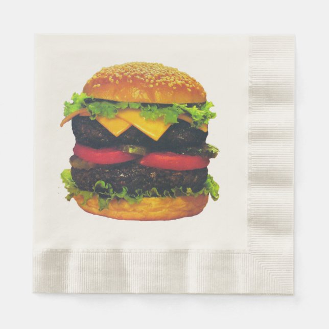 Hamburger de luxe double avec serviettes en papier (Devant)