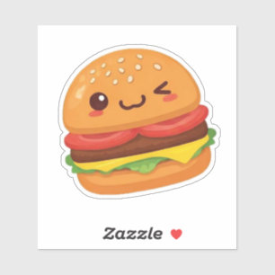 Hamburger-Design im niedlichen Cartoon Aufkleber