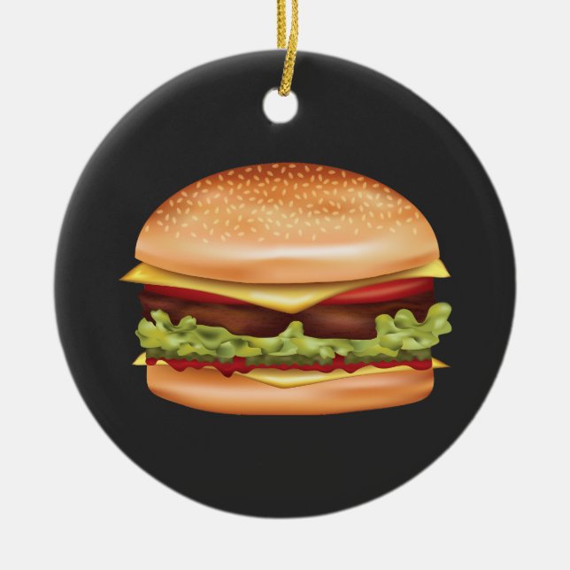 Hamburger Fast Food-Illustration mit benutzerdefin Keramik Ornament (Vorne)