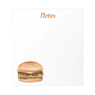 Hamburger Fast Food-Illustration mit benutzerdefin Notizblock