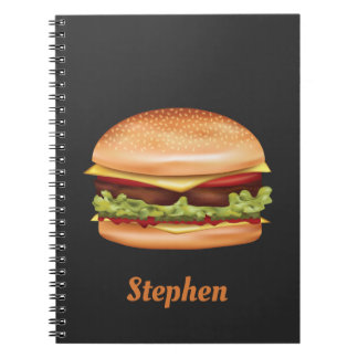 Hamburger Fast Food Illustration mit Individuelle Notizblock