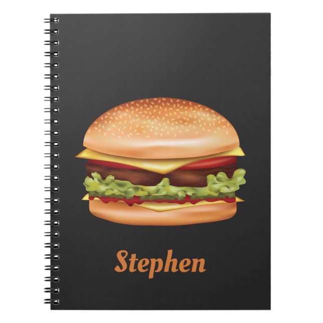 Hamburger Fast Food Illustration mit Individuelle  Notizblock (Vorderseite)