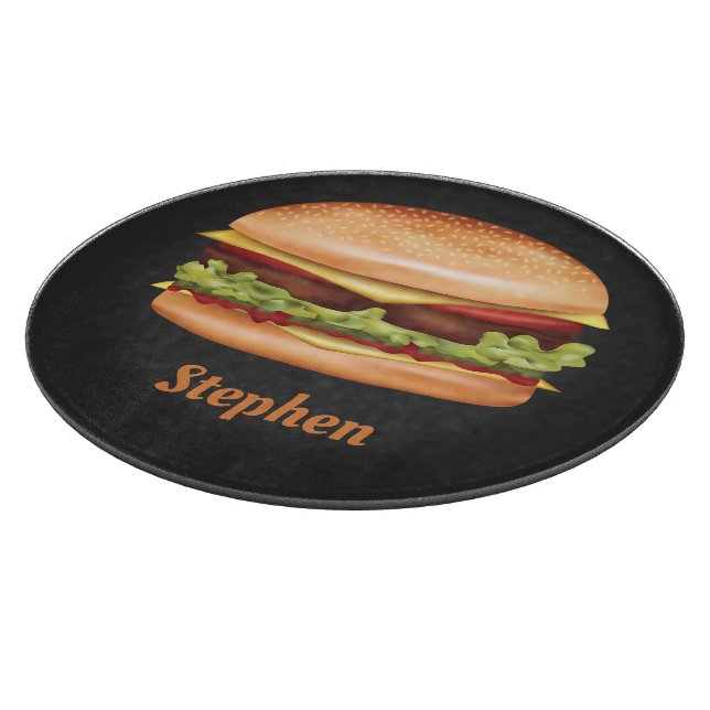 Hamburger Fast Food Illustration mit Individuelle  Schneidebrett (Ecke)