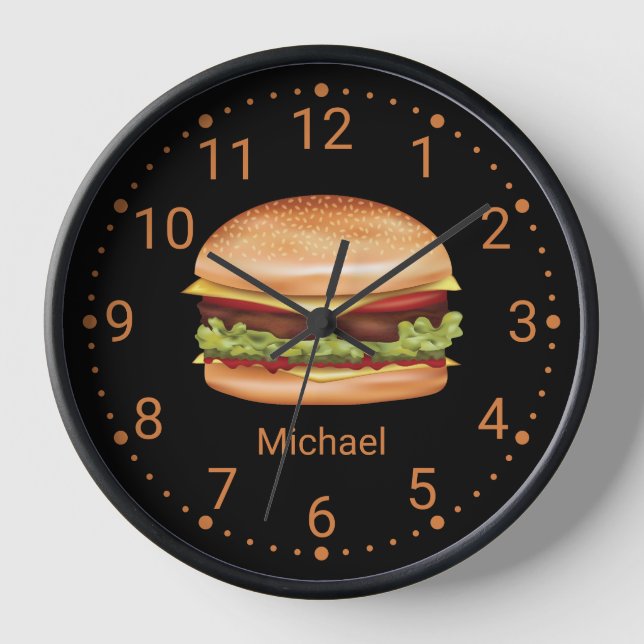 Hamburger Fast Food Illustration mit Individuelle  Uhr (Vorderseite)