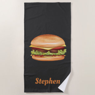 Hamburger-Fast-Food-Illustration mit individuellem Strandtuch