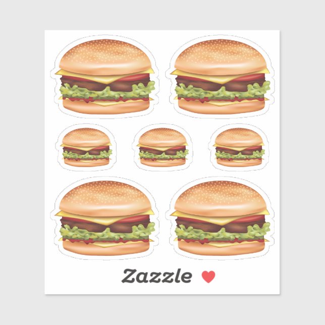 Hamburger Fast Food Illustrationen Aufkleber (Blatt)