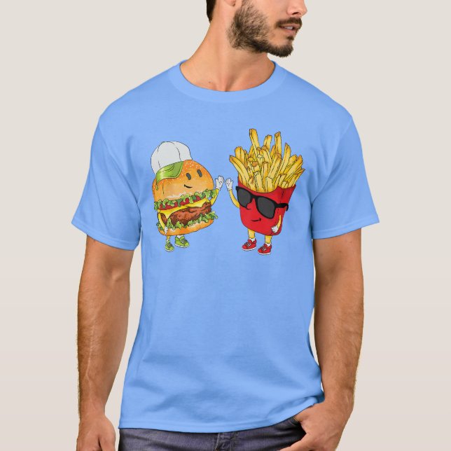 Hamburger Fritten High Five Cool Fun Combo Snacks  T-Shirt (Vorderseite)