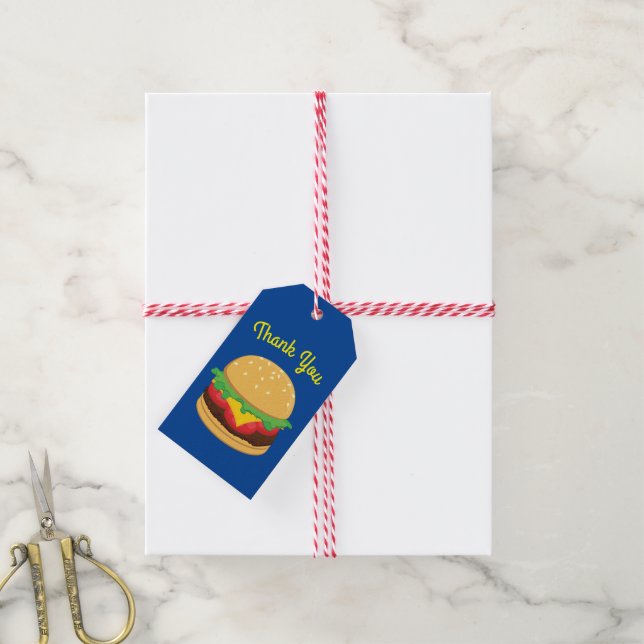 Hamburger Geburtstagsparty Burger Vielen Dank Geschenkanhänger (Mit Garn)