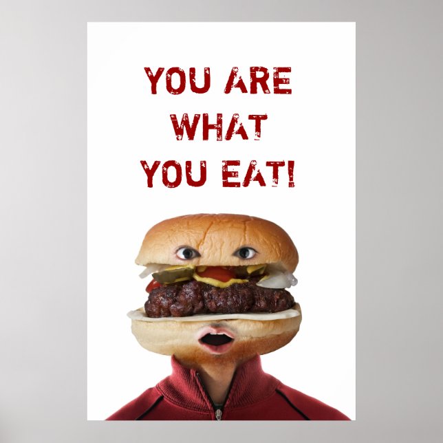 Hamburger Head Man over white Poster (Vorne)