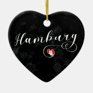 Hamburger Herz, Weihnachtsbaumschmuck, Deutschland Keramikornament