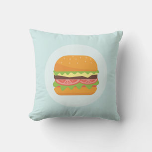 Hamburger Illustration mit Tomate und Salat Kissen