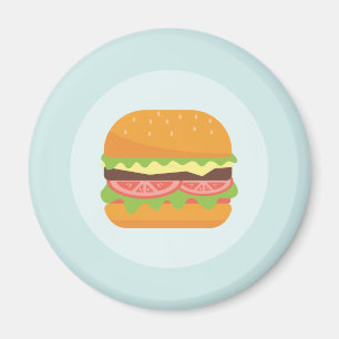 Hamburger Illustration mit Tomate und Salat Magnet