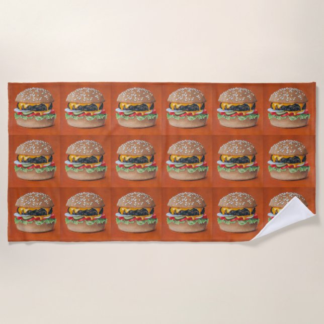 Hamburger Illustration Strandtuch (Vorderseite)