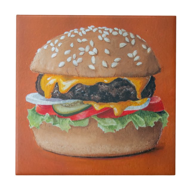 Hamburger-Illustrations-Keramikfliesen Fliese (Vorderseite)