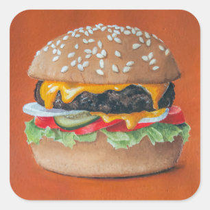 Hamburger Illustrationskleber Quadratischer Aufkleber