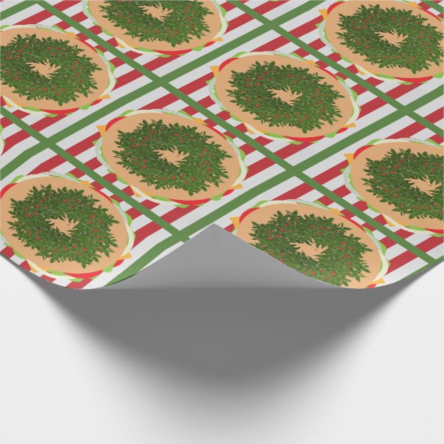 Hamburger Käseburger-Hengst rot grün Geschenkpapier (Ecke)