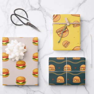 Hamburger Lover Cheeseburger Niedlich gepolstertes Geschenkpapier Set