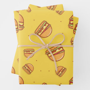 Hamburger Lover Niedlich gepolstertes Muster Geschenkpapier Set