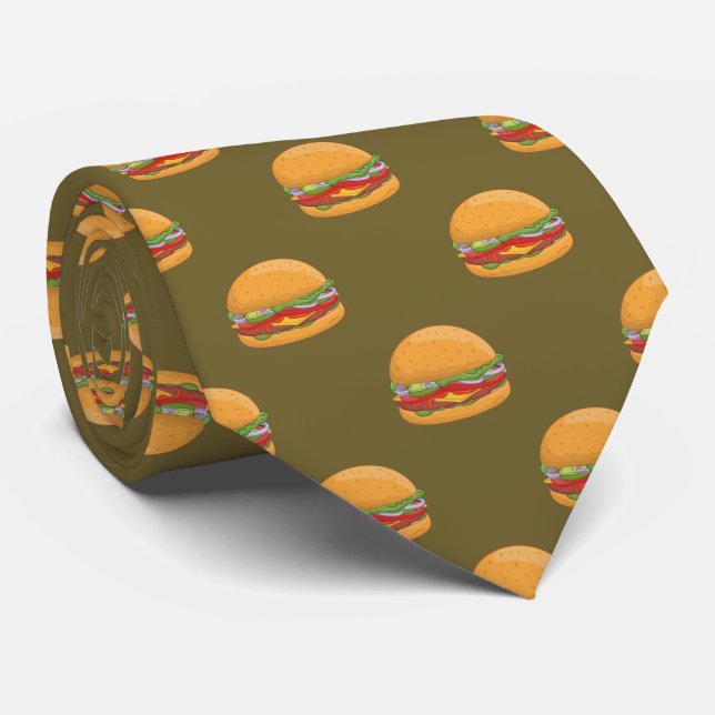Hamburger Lover Niedlich gepolstertes Muster Krawatte (Gerollt)