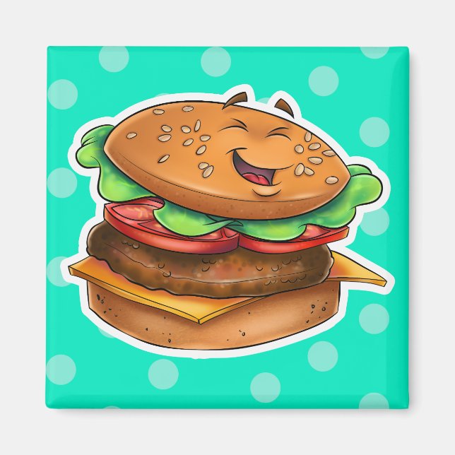 Hamburger-Magnet niedlich Cartoon Magnet (Vorne)