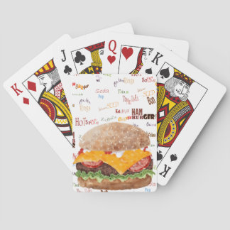 Hamburger mit GRILLEN Diner Fast Food Spielkarten
