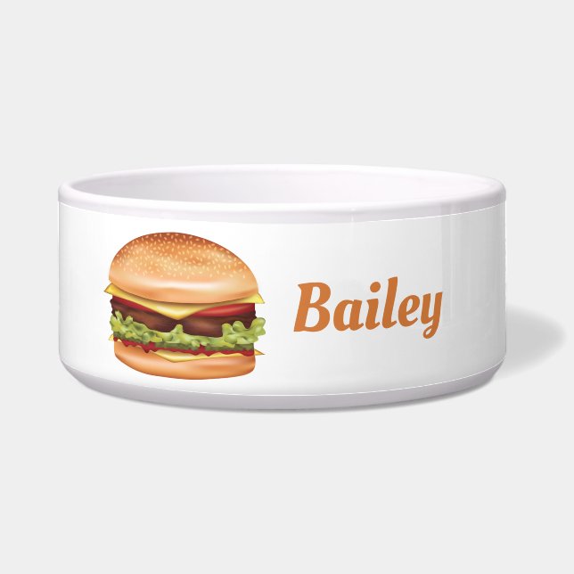 Hamburger mit Käseschrift und Individuelle Name Napf (Vorderseite)