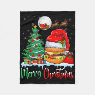Hamburger mit Weihnachtsmannmütze Xmas - Frohe Wei Fleecedecke